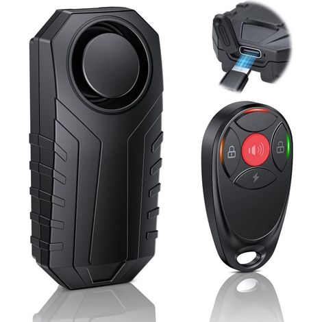 Alarme antivol moto rechargeable 113 dB – Étanche IP65 – Télécommande – Capteur de vibration – Installation facile (1/5)