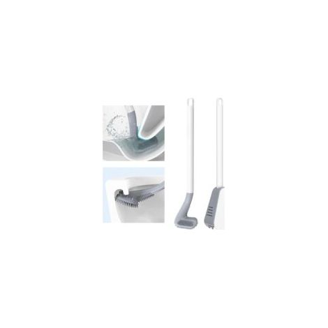 Crezuo Silikon-Toilettenbürste mit langem Griff, Golf-Design, inklusive Bürstenhalter und Badablage, Weiß