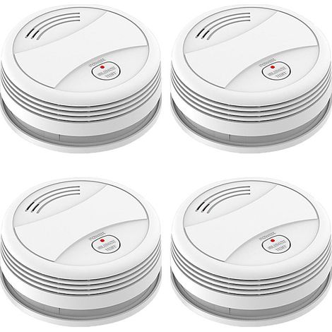 Détecteur de fumée 4 pièces, détecteur de fumée intelligent WiFi, avec bouton de test, piles non incluses (1/5)