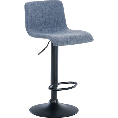 Sgabello bar con poggiapiedi girevole schienale curvo in tessuto blu e metallo nero 100004958