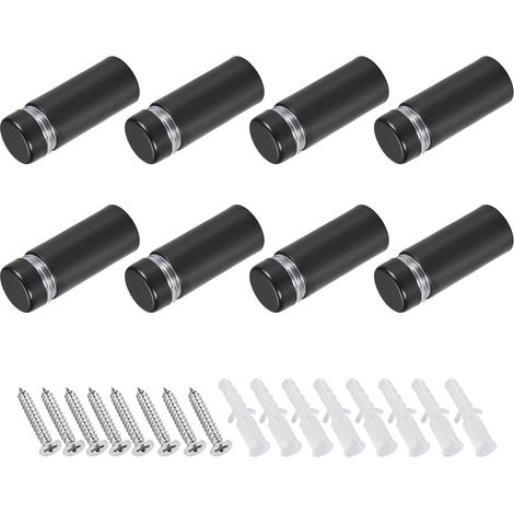 Signe Entretoise Vis (12x33mm) 8pcs, INOX Acier Publicité Vis Verre Acrylique Clou - pour Image Cadre Signe Affiche, Mat Noir (1/5)