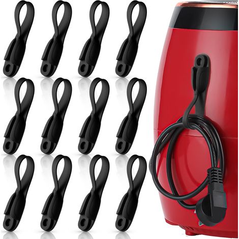 Organisateur de câbles 12 pièces, support de câbles en silicone, enrouleur de câbles auto-adhésif, pas besoin de percer des trous (noir) (1/5)