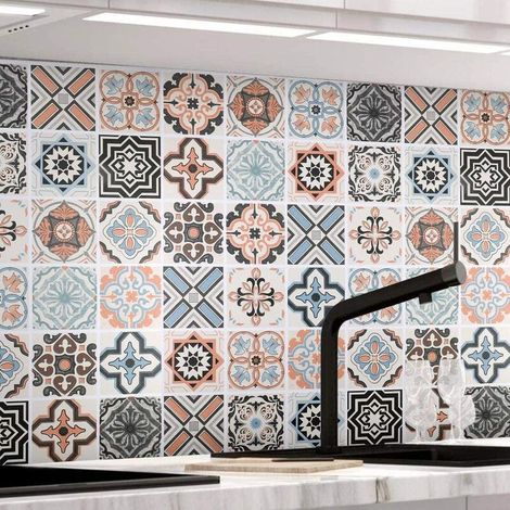 Papier peint autocollant pour carrelage, 60 x 200 cm, stickers muraux en PVC autocollant style moderne, décoration imperméable pour meubles de cuisine, salle de bain et cuisine. (1/5)