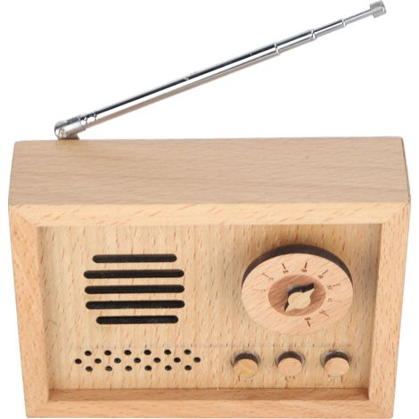 Boîte à musique en bois de hêtre en forme de radio, jouet de décoration créatif, cadeau d'anniversaire pour enfants, artisanat (1/5)