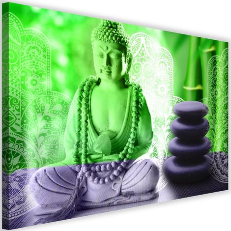 Tableau sur toile Bouddha Vert Spa Zen 60x40 (1/5)
