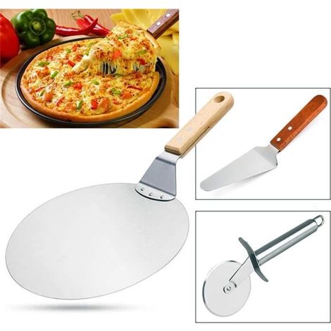 Pelle Pizza - Non spécifié - Lot de 3 - Acier inoxydable - Bois - Lavable au lave-vaisselle (1/4)