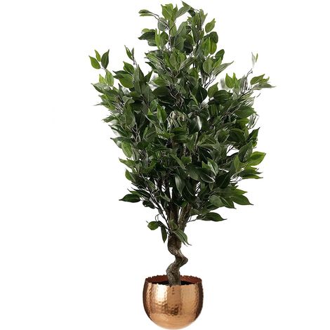 110cm Artificial Evergreen Ficus Tree Copper Curve Planter (1/5)