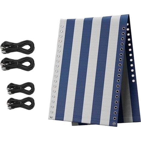 Tissu de rechange solide pour fauteuil inclinable - 160 x 43 cm - En textilène - Pour transats de terrasse, cour et salon - Rayures bleues (1/5)