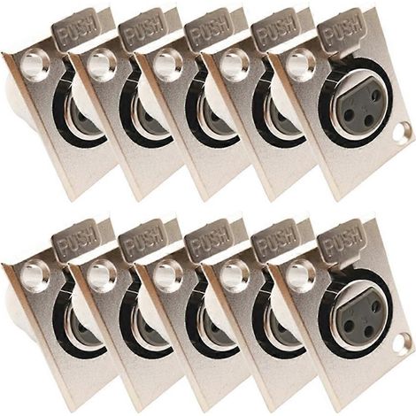 10 connecteurs XLR mâle/femelle à 3 broches pour montage sur panneau, compatibles avec les accessoires d'amplificateurs de microphone, diamètre du câble : 6 mm (1/5)