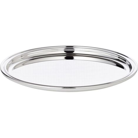 Plateau de service rond plaqué argent pour présentation et décoration Ø 22 cm - PANGIVO (1/3)