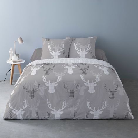 Housse de couette 240x220 + 2 taies flanelle 100% coton