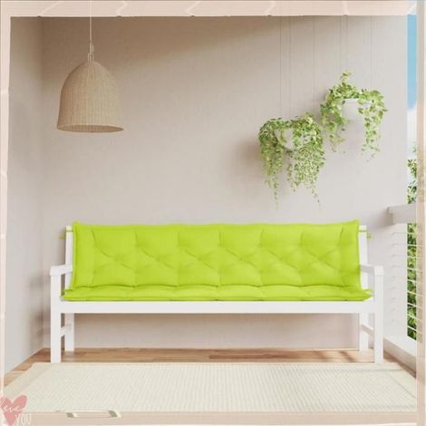 361746 Coussins de banc de jardin lot de 2 vert vif tissu Oxford (1/5)