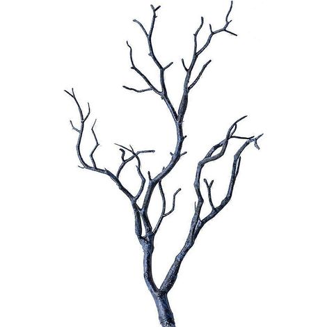 Lot de 3 branches d'arbre artificielles séchées en plastique, imitant de vraies plantes, en forme de bois de cerf, pour la décoration (bleu).-35x15x1cm-Blue (1/3)