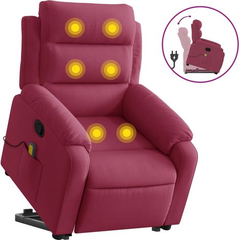 Maison Exclusive - Massagesessel mit Aufstehhilfe Weinrot Samt
