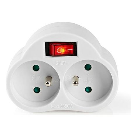 Nedis Placca a Muro 2 Prese Tipo E Bianco 3500W (1/2)
