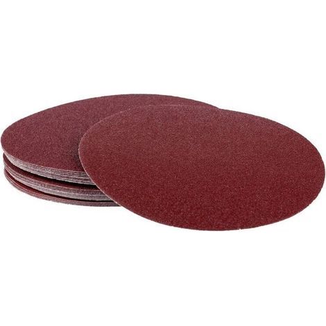Lot de 50 disques abrasifs - 225 mm de diamètre sans trou - Assortiment de 10 x grain 40/60/80/120/180/ pour ponceuse à col (1/4)