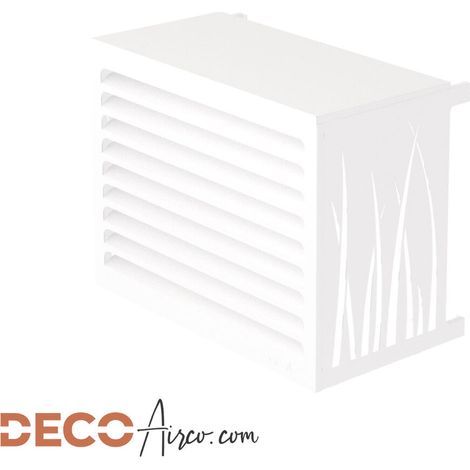 Cache climatiseur blanc (RAL 9010) – Taille XS – Grande rigidité, anti-rouille, aucun entretien requis – Installation murale ou au sol (1/5)