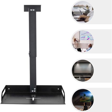 support de projecteur avec tablette, capacité de charge 14 kg, plateau 35 x 22 cm, hauteur réglable 34 à 56 cm, pour projecteurs, routeurs, noir (1/5)