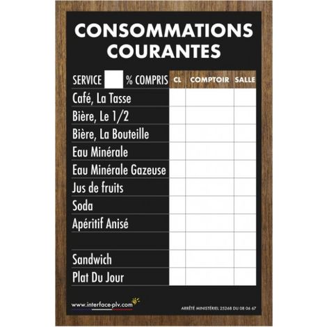 Ardoise double face CONSOMMATIONS COURANTES traditionnel dimensions 61 x 41 cm (1/4)