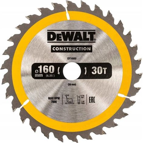 DEWALT Disco da taglio per costruzioni 165x20mm 18T (AC) (DT1933-QZ)