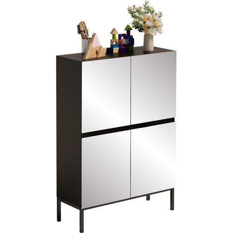 Spiegelschrank mit 4 Türen, schwarz, 80x30,5x115,5 cm (1/5)