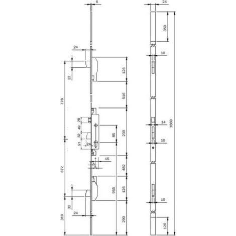 Serrure 3 points multipoints à têtière inox U 85 mm – Pênes basculants – Rouleau réglable 5 mm – Garantie 10 ans – ISO (1/2)