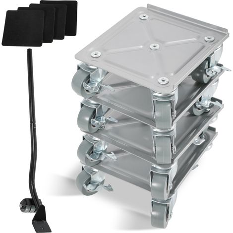 Randaco Möbelroller 4 stück Transportroller Möbelroller Schwerlastrollen Rollbrett Umzugsset 500 kg mit Lenkungsrollen für alle Böden Transporthilfe (1/5)