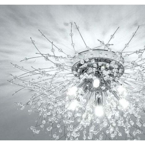 Plafonnier Lustres en Cristal, 6 Lumières G9 Luminaire Plafonnier en Cristal, Lustre Feu D'artifice K9 Cristaux, Chambre (Ampoule non incluse) (1/5)