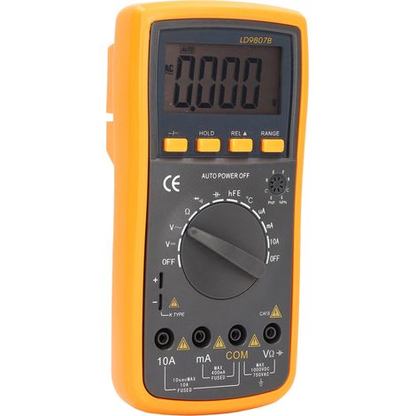 LD9807B Digitalmultimeter mit hintergrundbeleuchtetem Display, Temperaturfühler, Spannungs- und Strommessgerät, Widerstands- und Kapazitätsmessung (1/5)