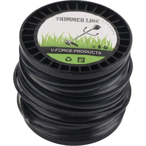 Ligne de Coupe Carrée 3.3MM pour Tondeuse à Gazon - 50m Bobine Noire - Compatible avec Tronçonneuses - KZQ (1/5)
