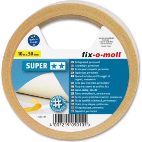 FIX-0-MOLL - 10mt x 50mm - NASTRO BIADESIVO EXTRA FORTE PER FISSAGGIO TAPPETI - CON FIBRE RINFORZATE