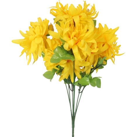Bouquet de 7 chrysanthèmes dentelés de 50 cm, jaunes (1/2)