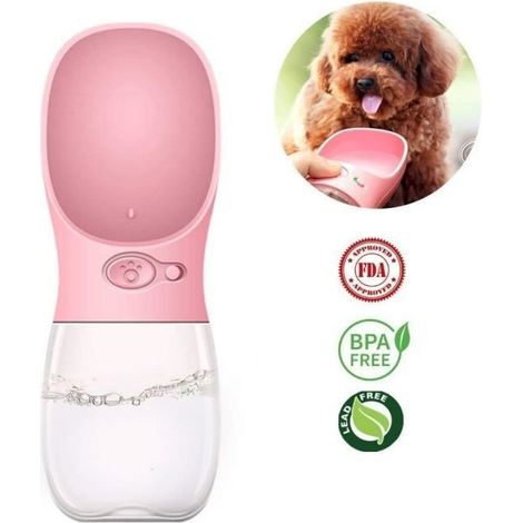Bouteille d\'eau portable - Chiens - Rose - 350 ml - ABS plastique - Résistant à la chaleur (1/4)