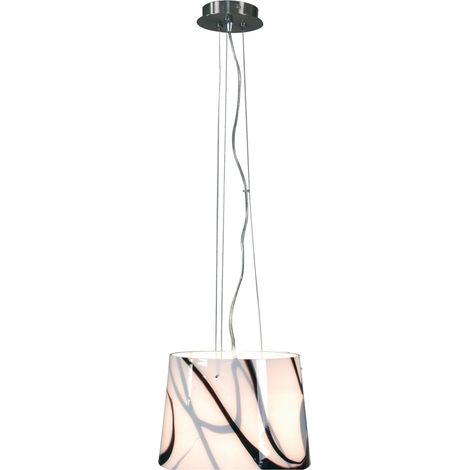 Suspension en Verre Opale et Métal Luminaire Suspendu Moderne Blanc et Noir E27 Ø 29 cm - PANGIVO (1/2)