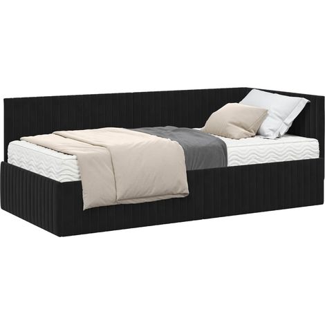 Maison Exclusive - Struttura Letto Angolare con Materasso 2 pcs Nero Velluto (1/5)