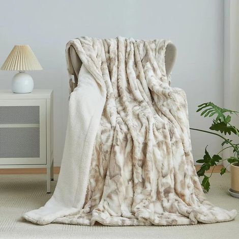 Bardusch-Plaid fausse fourrure marbre – 150x200 cm, ultra doux, duveteux, haute qualité, super chaud (1/5)