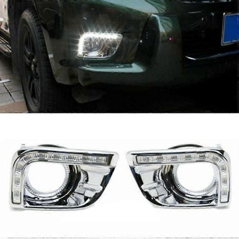 luces LED DRL para coche, luces diurnas cromadas, faros antiniebla para Toyota Prado J150 2010-2013