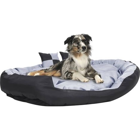 Coussin pour chien réversible et lavable, gris et noir, 150 x 120 x 25 cm