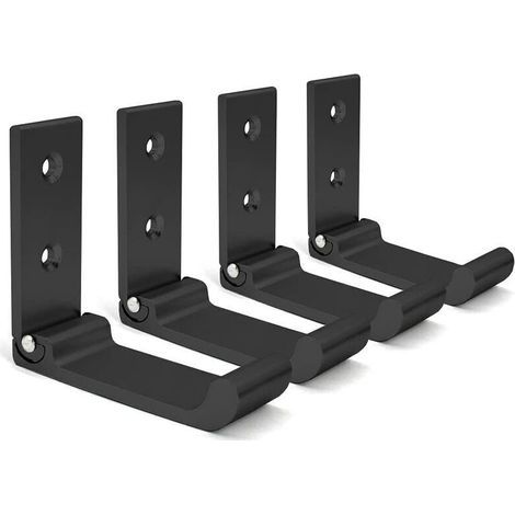 Klappbare Wandhaken, 4-teiliges Set, Helmhalterung für die Wand, Unsichtbare Kleiderhaken, Wandhaken aus Aluminium, mit Schrauben, Garderobenhaken für Jacken und Handtücher (Schwarz) (1/5)