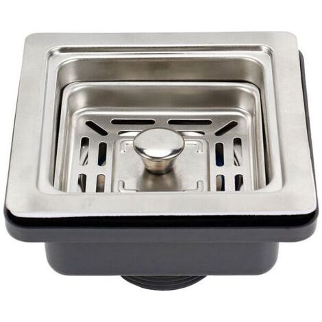 （4.5cm）Égouttoir carré en acier inoxydable pour évier de cuisine, salle de bain, maison, bouchon anti-blocage en maille (1/5)