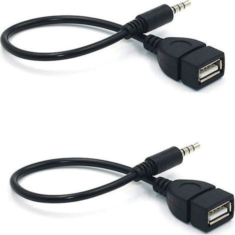 Lot de 5 câbles audio AUX mâle 3,5 mm - Prise USB femelle vers prise jack 3,5 mm - Câble convertisseur audio auxiliaire de voiture - Prise USB vers prise mâle 3,5 mm Lefou (1/5)