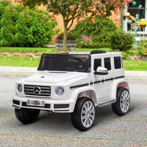 Coche Eléctrico para Niños de Batería 12 V BENZ G500 con Control Remoto Música Bocina 3-5 km/h Carga 30 kg Blanco