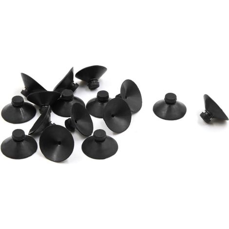 Aquarium Poisson Aquarium Ventouse Plastique Noir Meunier 16pcs 20mm Dia (1/2)