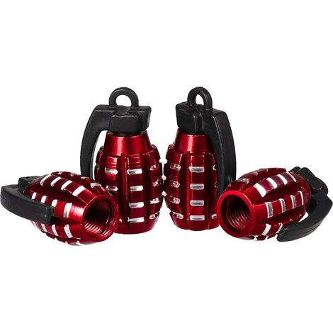 4 Stück Aluminium-Ventilkappen (rot), Hochleistungs-Handgranaten-Steckdose