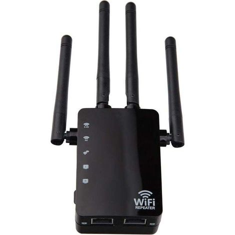 Ahlsen Wireless WiFi Signalverstärker Dualband Enhanced Repeater 1200M High Power Router 2.4 und 5G (Schwarz, 90x173x70mm) (1/5)
