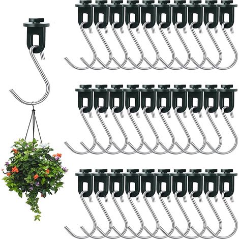 Lot de 60 Attaches de Serre en Plastique Vert – 30 Pinces + 30 Crochets en S en Acier Inoxydable – pour Suspendre les Plantes (1/5)