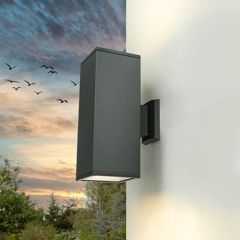 Außenleuchte Wand IP54 Anthrazit E27 Aluguss Modern Up Down Außenlampe Wand Terrasse (1/5)