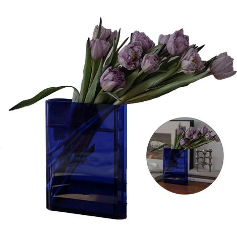 Vase Livre pour Fleurs ABS Bleu Décoratif Mode Écrivain Chambre Bureau (1/5)