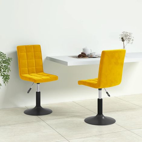 vidaXL Chaises pivotantes à manger lot de 2 jaune moutarde velours (1/5)
