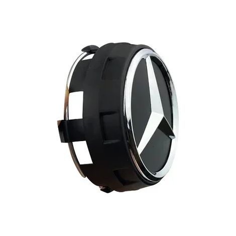 (75 mm noir) - 4 enjoliveurs centraux de roue surélevés noirs et rouges de 75 mm, compatibles avec Mercedes-Benz AMG A0004000900 (1/2)